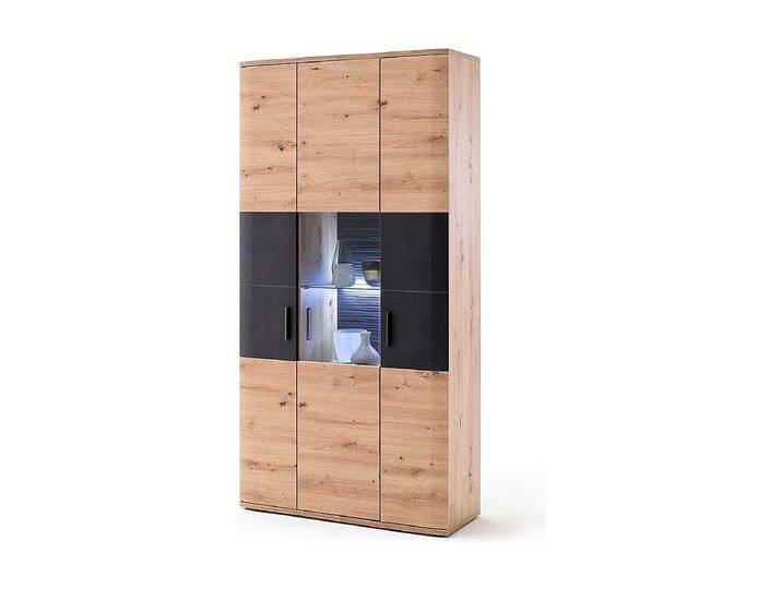 Wohnzimmervitrine in Eichefarben und Anthrazit 100 cm breit von Kauf-Unique Marketplace