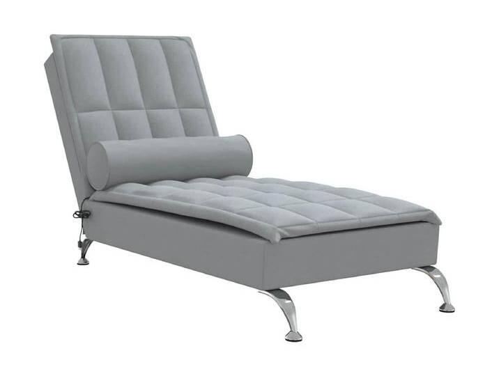 Yrin Massage-Chaiselongue mit Nackenrolle Hellgrau Stoff von Kauf-Unique Marketplace
