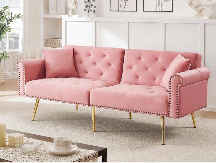Zeitgenössisches 2-Sitzer Sofa - Samt - In 3 Stufen verstellbare Rückenlehne - Rosa Zeitgenössisches 2-Sitzer Sofa - Samt - In 3 Stufen verstellbare Rückenlehne - Rosa von Kauf-Unique Marketplace