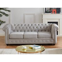 Sofa 3-Sitzer - Samt - Hellgrau - CHESTERFIELD von Kauf-unique