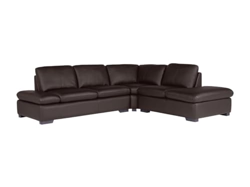 Kauf-Unique Ecksofa Leder - Ecke Rechts - Braun - Onyx II von Vente-unique