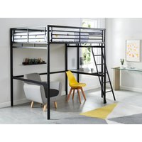 Set: Hochbett mit Schreibtisch + Matratze - 140 x 190 cm - Anthrazit - CASUAL II von Vente-unique