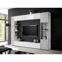 TV-Möbel TV-Wand mit Stauraum - Weiß & Betonfarben - SIRIUS von Kauf-unique