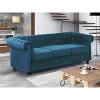 Sofa 3-Sitzer - Samt - Grünblau - CHESTERFIELD von Kauf-unique