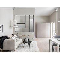 Atelier Glaswand mit Spiegel - Aluminium - 150 x 130 cm - Schwarz - ELEXIA von Vente-unique