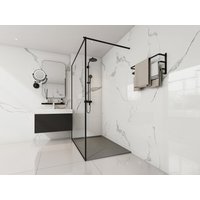 Aufsatz- oder Einbauduschtasse - Kunstharz - mit Abfluss - Grau - 140 x 90 cm - LYROSA von Shower & Design