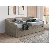 Ausziehbett 2 x 90 x 190 cm - Samt - Beige - LENVIA von Kauf-unique