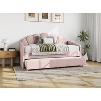 Ausziehbett Muschelform - 2 x 90 x 190 cm - Samt - Rosa + Matratze - ELUSIA von Kauf-unique