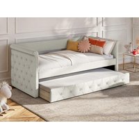 Ausziehbett + Matratze - 2 x 90 x 190 cm - Stoff - Beige - LOUISE von Vente-unique