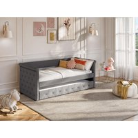 Ausziehbett - 2 x 90 x 190 cm - Stoff - Grau - LOUISE Ausziehbett - 2 x 90 x 190 cm - Stoff - Grau - LOUISE von Vente-unique