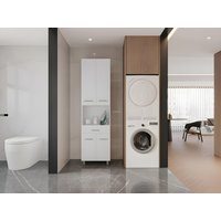 Badezimmerschrank mit Füßen - 180 cm - Weiß - MINELA von Vente-unique