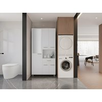 Badezimmerschrank mit Füßen und Spiegel - 180 cm - Weiß - MINELA von Vente-unique