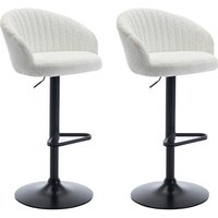 Barhocker 2er-Set - Bouclé-Stoff & Metall - Weiß - DORALIZ von Vente-unique