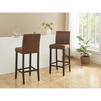 Barhocker 2er-Set - Microfaser - Vintage Look - SANTOS von Vente-unique