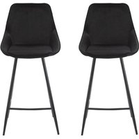 Barhocker 2er-Set - Samt - Schwarz - MASURIE von Vente-unique