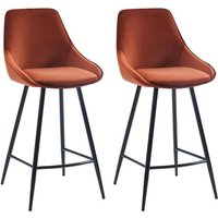 Barhocker 2er-Set - Samt - Terracotta - MASURIE von Vente-unique
