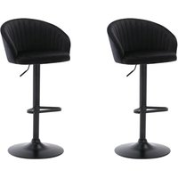 Barhocker 2er-Set - Samt & Metall - Schwarz - DORALIZ von Vente-unique