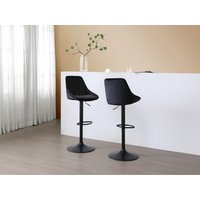 Barhocker 2er-Set höhenverstellbar - Samt & Metall - Schwarz - MASURIE von Vente-unique