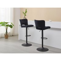 Barhocker 2er-Set höhenverstellbar - Samt & Metall - Schwarz - MIRIALO von Vente-unique