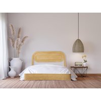 Bett + Matratze - 140 x 190 cm - Rattan - Holzfarben - FARENI von Kauf-unique