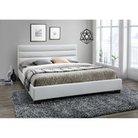 Bett 160 x 200 cm - Kunstleder - Weiß + Matratze - FAUSTIN von Kauf-unique