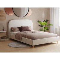 Bett - Bouclé-Stoff - 140 x 190 cm - Elfenbeinfarben - SANTADI von Vente-unique