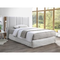 Bett-Kopfteil mit Stauraum 160 cm - Stoff - Hellgrau & Holzfarben - SIVERI von Vente-unique