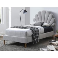 Bett Muschelbett + Matratze - 90 x 190 cm - Samt - Hellgrau - MOANA von Vente-unique