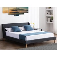 Bett - Skandinavischer Stil 160 x 200 cm - Stoff - Anthrazit + Matratze - BENEDICTE von Vente-unique