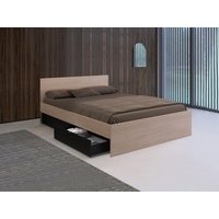 Bett mit 2 Schubladen + Lattenrost + Matratze - 160 x 200 cm - Holzfarben & Schwarz - VELONA von Kauf-unique