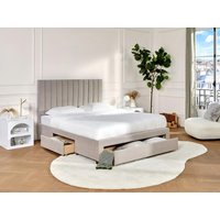 Bett mit 3 Schubladen - 140 x 200 cm - Stoff - Beige - LIAKO von Vente-unique