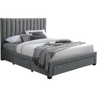 Bett mit 3 Schubladen - 160 x 200 cm - Stoff - Grau - LIAKO von Kauf-unique