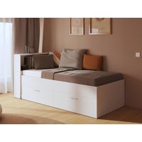 Bett mit Bettkasten + Lattenrost - 90 x 190 cm - Weiß - BORIS von Kauf-unique