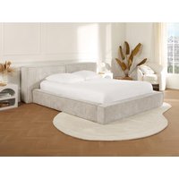 Bett mit Bettkasten + Matratze - 160 x 200 cm - Cord - Beige - TIMANO von PASCAL MORABITO