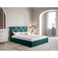 Bett mit Bettkasten - 140 x 190 cm - Samt - Blau + Matratze - STARI von Pascal Morabito von Kauf-unique