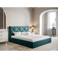 Bett mit Bettkasten - 160 x 200 cm - Samt - Blau + Matratze - STARI von Pascal Morabito von Kauf-unique