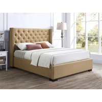 Bett mit Bettkasten mit gestepptem Kopfteil - 180 x 200 cm - Stoff - Beige - MASSIMO von Vente-unique