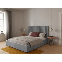 Bett mit Bettkasten - 180 x 200 cm mit Kopfteil - Stoff - Grau - SARAH von Vente-unique