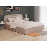 Bett mit Bettkasten & Bettkopfteil - Bouclé-Stoff - 140 x 190 cm - Beige - FIREZA von Kauf-unique