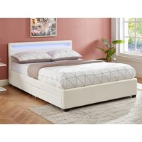 Bett mit Bettkasten & LED-Beleuchtung - Kunstleder -160 x 200 cm - Weiß - ALOIS von Kauf-unique