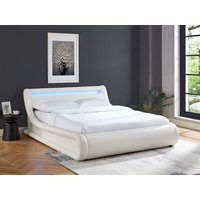 Bett mit Bettkasten & LEDs - Kunstleder - 160 x 200 cm - Weiß - IRIS von Kauf-unique