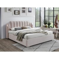 Bett mit Bettkasten & geschwungenem Kopfteil - 140 x 190 cm - Samt - Rosa - TEOMIS von Vente-unique