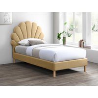 Bett mit Kopfteil in Muschelform - 90 x 190 cm - Stoff - Beige - MOANA von Kauf-unique