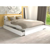 Bett mit Kopfteil & Stauraum & Schubladen - 140 x 190 cm - Weiß - EUGENE von Vente-unique