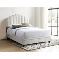 Bett mit Schubladen + Matratze - 160 x 200 cm - Samt - Elfenbeinfarben - ILISIO von Vente-unique