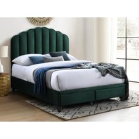 Bett mit Schubladen - 140 x 190 cm - Samt - Tannengrün - ILISIO von Vente-unique