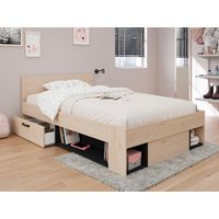Bett 120 x 190/200 cm mit Stauraum - Holzfarben & Schwarz - KINSELIA von Vente-unique