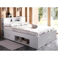 Bett mit Kopfteil, Stauraum & Schubladen + Lattenrost + Matratze - 160 x 200 cm - Weiß - LEANDRE von Vente-unique