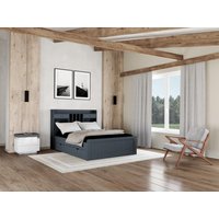 Bett mit Stauraum & Schubladen + Lattenrost - 140 x 190 cm - Kiefer - Grau - MEDERICK von Kauf-unique