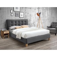 Bett mit gestepptem Kopfteil - 180 x 200 cm - Stoff - Grau - ELIDE von Kauf-unique